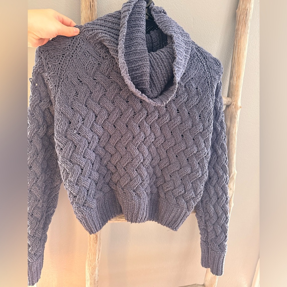 Kendall & Kylie Purple Cable Knit Turtleneck Sweater